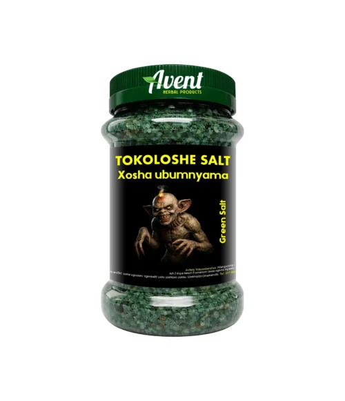 Tokoloshe Salt Green, Xosha ubumnyama - Hex, spell-breaking spiritual salt used to break hexes, curses, dark magic, witchcraft.