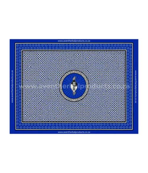 Checked Shield Blue Khanga – Traditional African Polyester Cloth