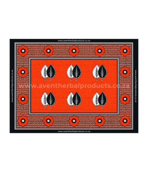 Double Leaf Orange Khanga – Traditional African Polyester Wrap Cloth