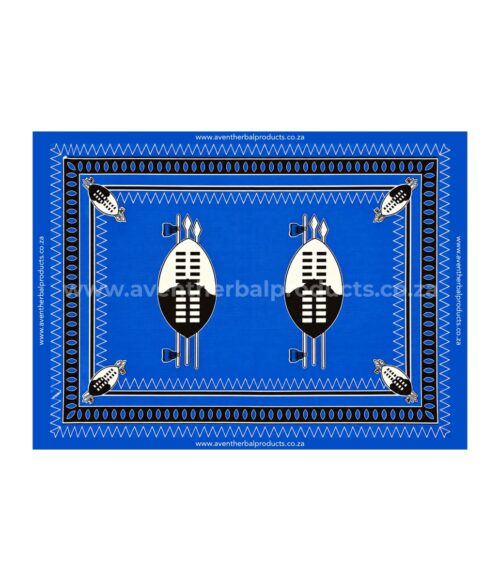Double Shield Blue Khanga – Traditional African Polyester Wrap Cloth