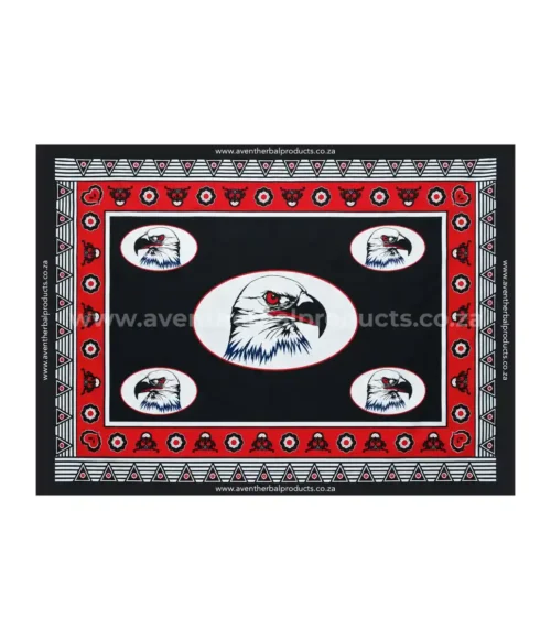 Eagle Head Black Khanga – Traditional African Polyester Wrap Cloth