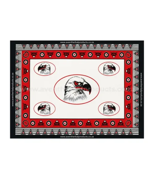 Eagle Head White Khanga – Traditional African Polyester Wrap Cloth