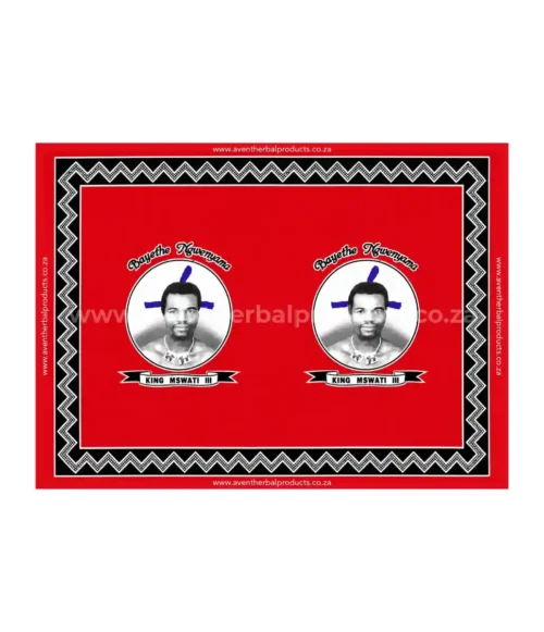 King Mswati III Red Khanga – Traditional Swazi Polyester Wrap