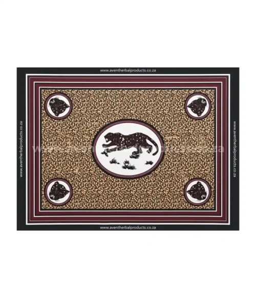 Leopard Spots Maroon-Orange Khanga – Traditional African Polyester Cloth