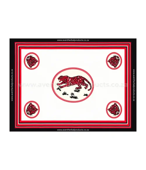 Leopard Leopard Red-White Khanga - Traditional African Polyester Cloth