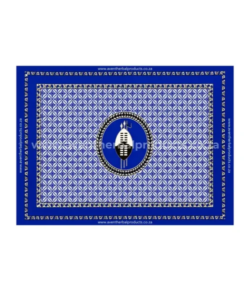 Njeti Shield Blue Khanga – Traditional African Polyester Wrap