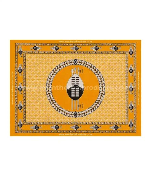 Njeti Shield Orange Khanga – Traditional African Polyester Wrap