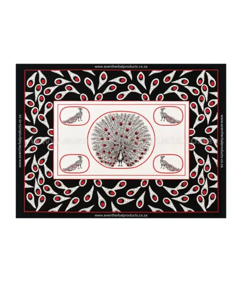 Peacock White Khanga – Traditional African Polyester Wrap Cloth