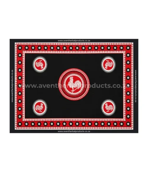 Rooster Black Khanga – Traditional African Polyester Wrap Cloth