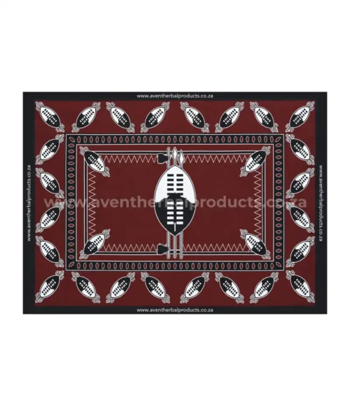 Shield Maroon Khanga - AHP Shield Maroon Khanga - Traditional Polyester African Wrap Cloth