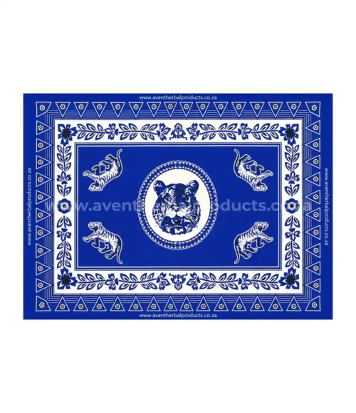 Tiger Head Blue Khanga – Traditional African Polyester Wrap Cloth