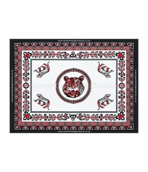 Tiger Head White Khanga – Traditional African Polyester Wrap Cloth