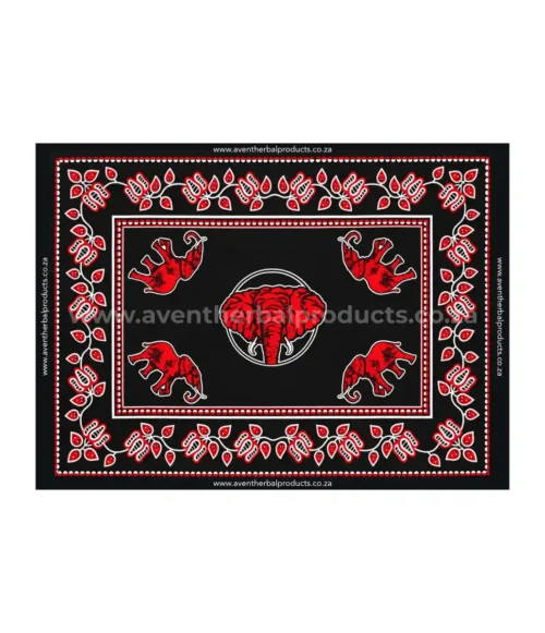 Elephant Black Khanga – Traditional African Polyester Wrap Cloth