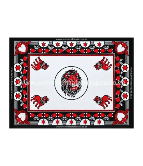 Lion White Khanga – Traditional African Polyester Wrap Cloth