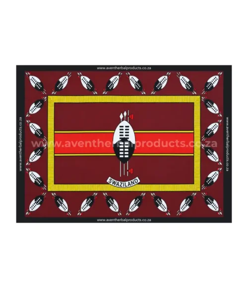Swazi Flag Maroon Khanga – Traditional Eswatini Polyester Wrap